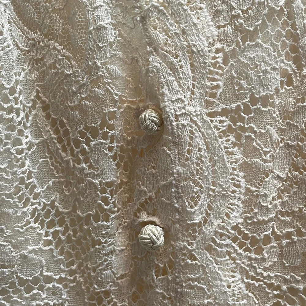 Ralph Lauren Ivory Lace Button-Front Blouse - Picture 3 of 3